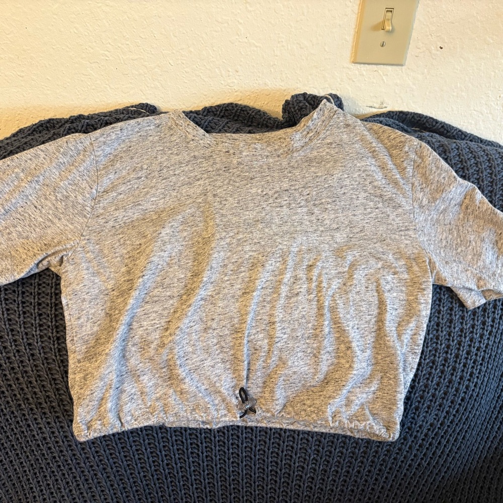 2/$10 PINK Victoria's Secret Light Gray Drawstring Tee